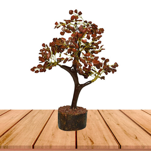 Pushkar Brown Gemstone Tree With Wooden Base